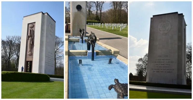 fountain and memorials luxembourg American cemetery 