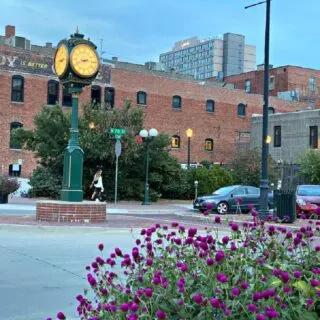 haymarket-square-flowers-and-clock-in-lincoln-ne