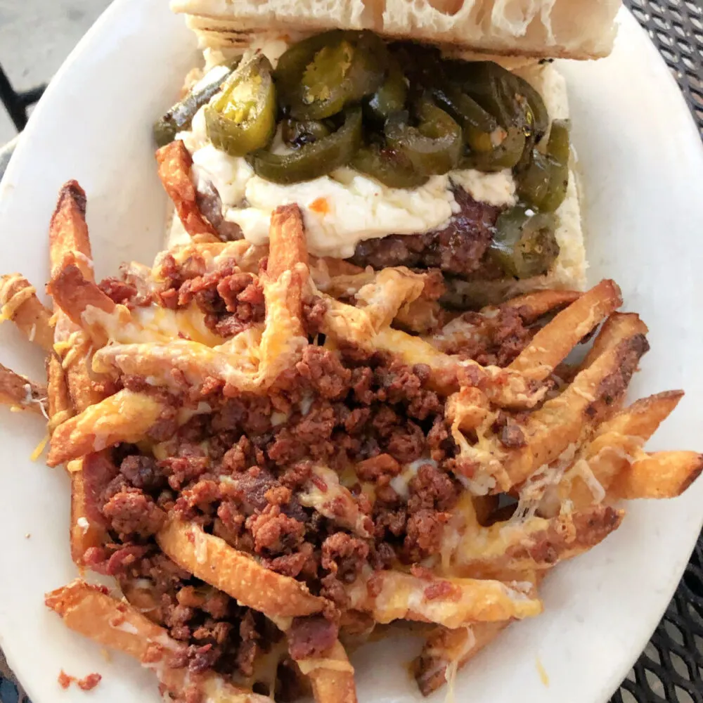 keg-and-barrel-burger-with-jalapeños-and-cheese-fries