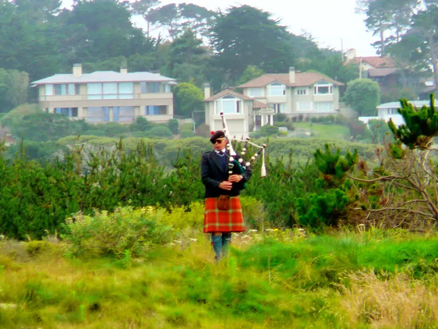 bagpipe player in pebble beach
