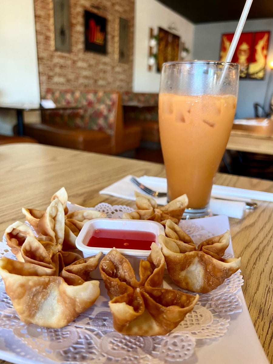 thai-tea-and-crab-rangoons