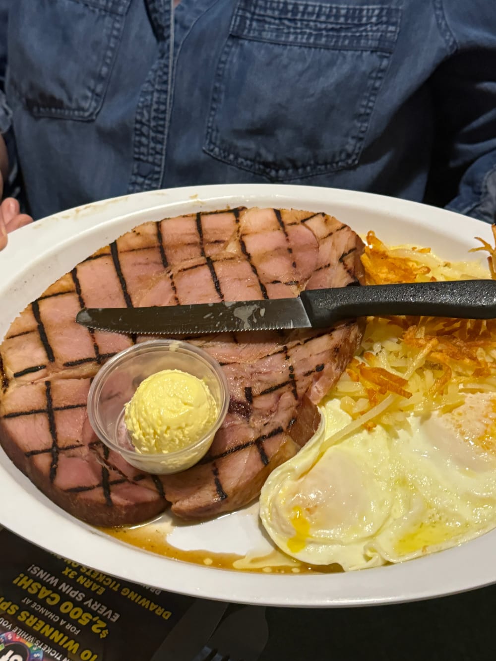 breakfast-ham-steak-and-eggs