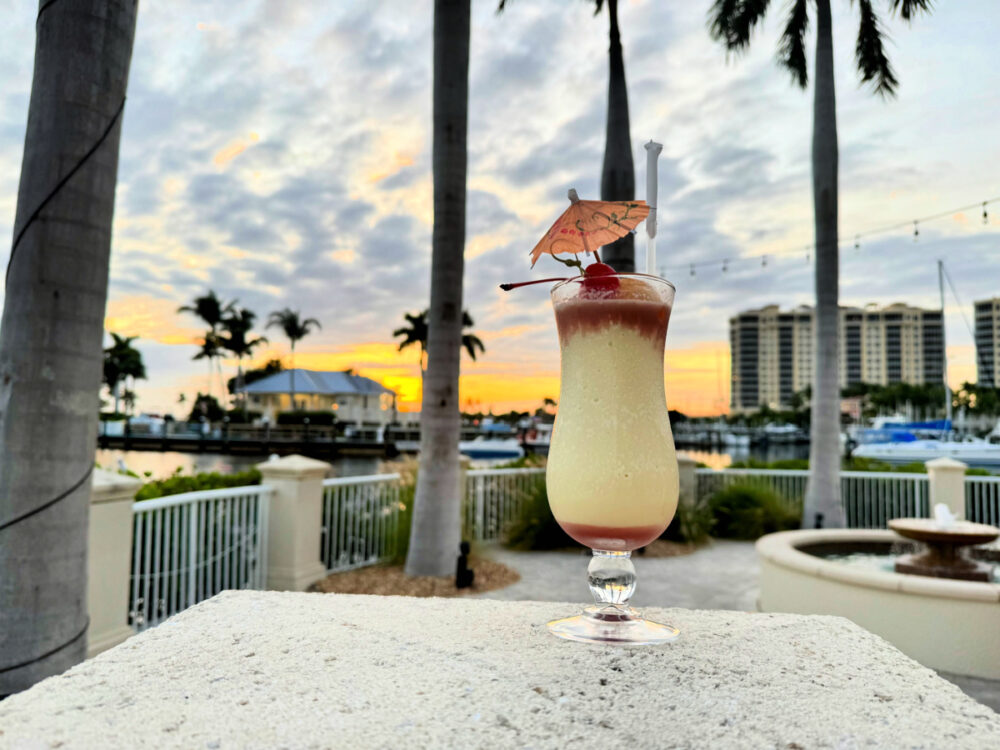 frozen-coconut-drink-at-sunset