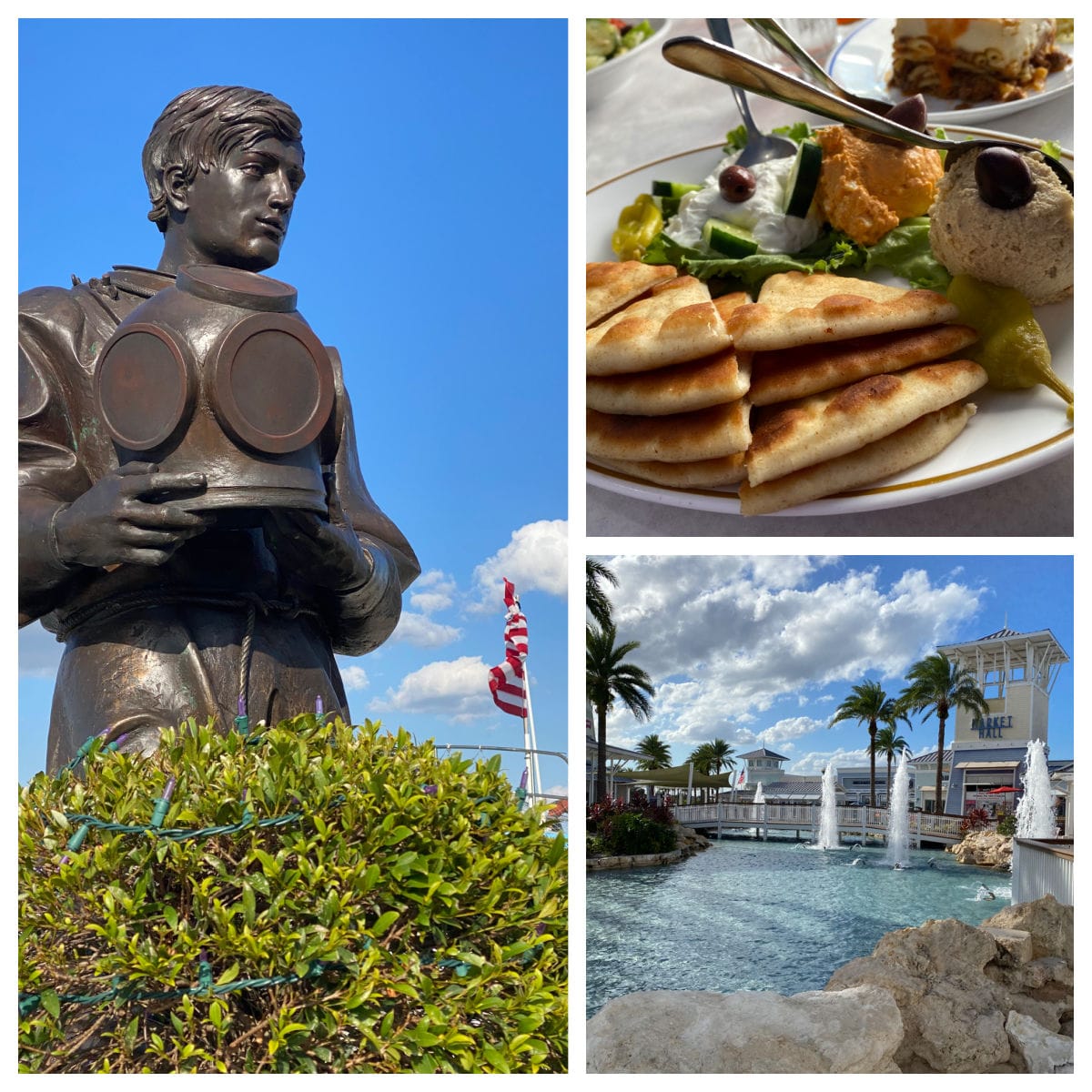 tarpon-springs-greek-food-and-diver-statue